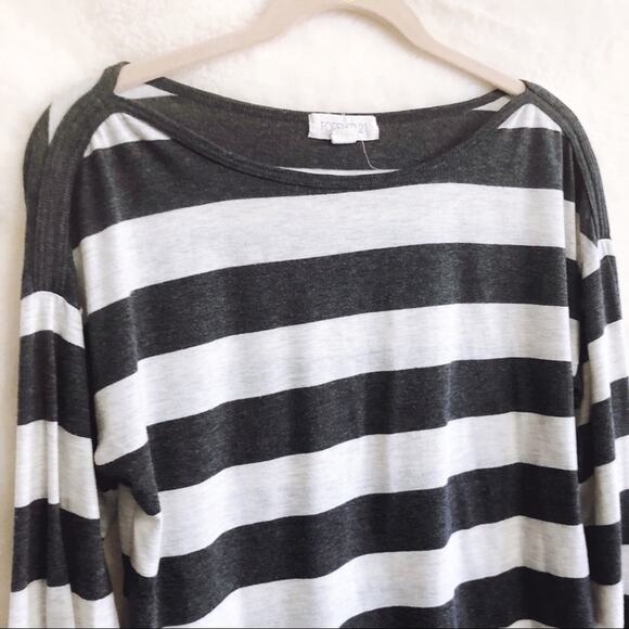 Forever 21 Gray and White Striped Long Sleeve Top - Picture 3 of 15